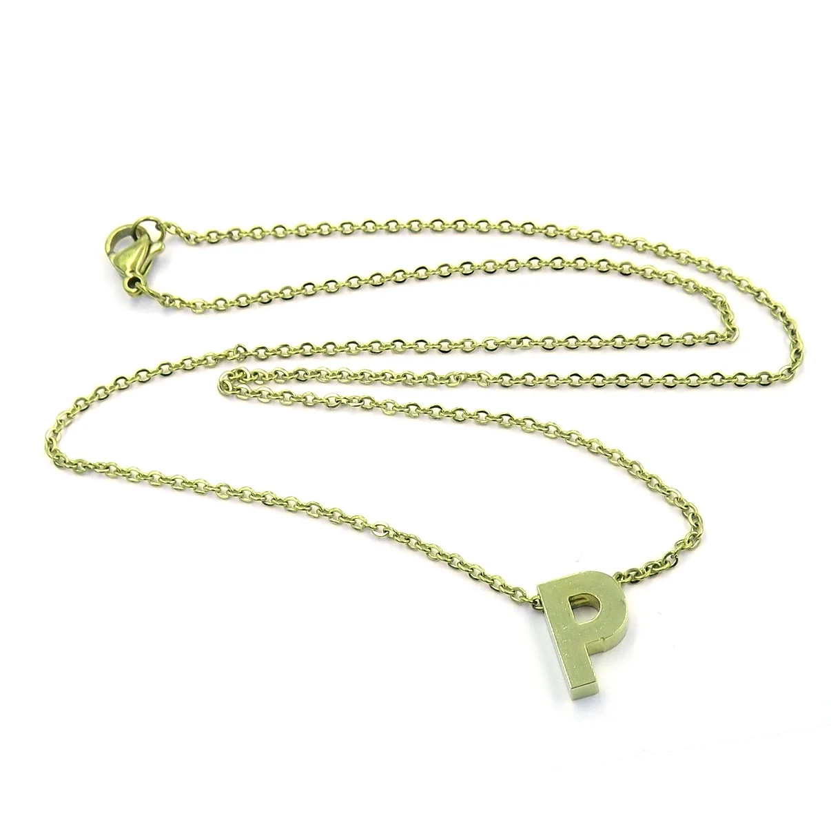 Collar Acero Inoxidable Dorado Letra P Pequeña Nice