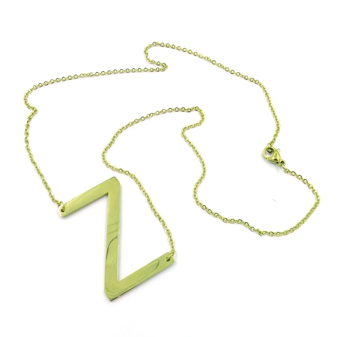 Collar Acero Inoxidable Dorado Letra Z Gigante