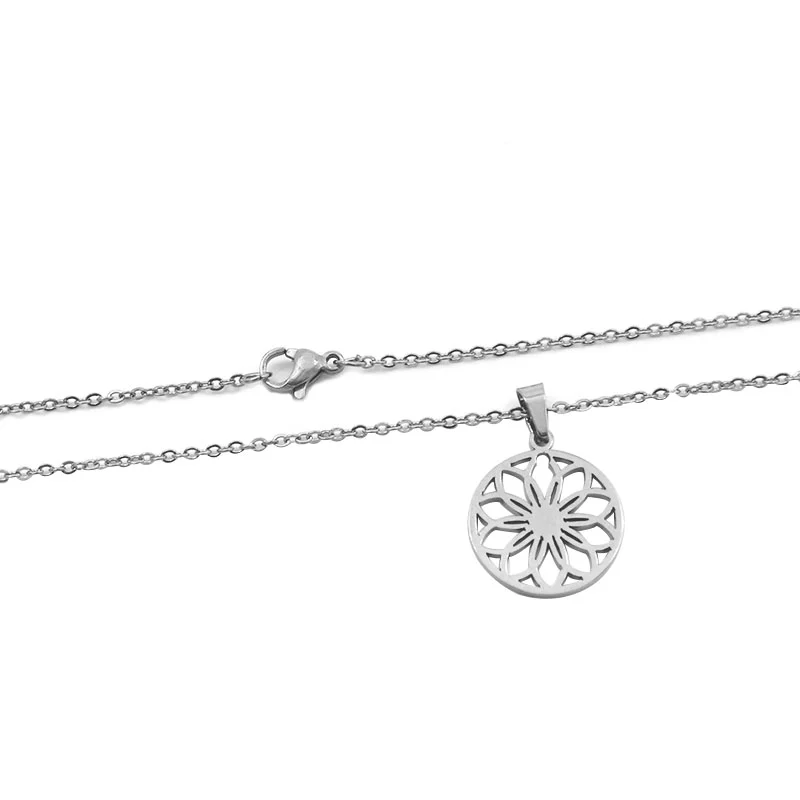 Set de Joyeria Acero Inoxidable Plateado Mandala Universo