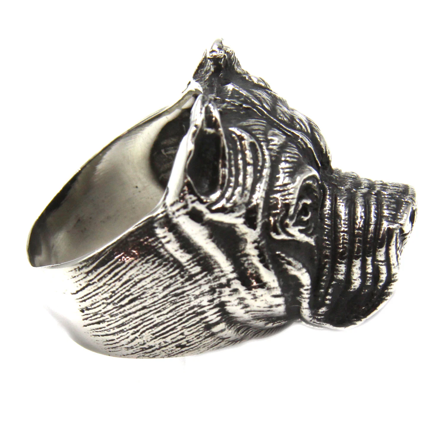 Anillo de Acero Inoxidable Cabeza de Pitbull