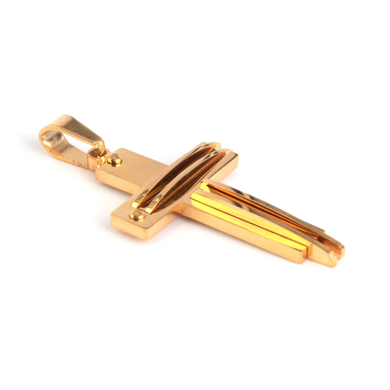Dije Acero Inoxidable Dorado Cruz Moderna Power Gold