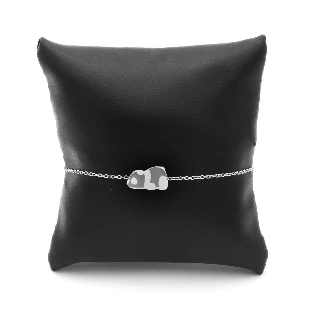 Pulsera Acero Inoxidable Plateado Panda Acostado Suerte