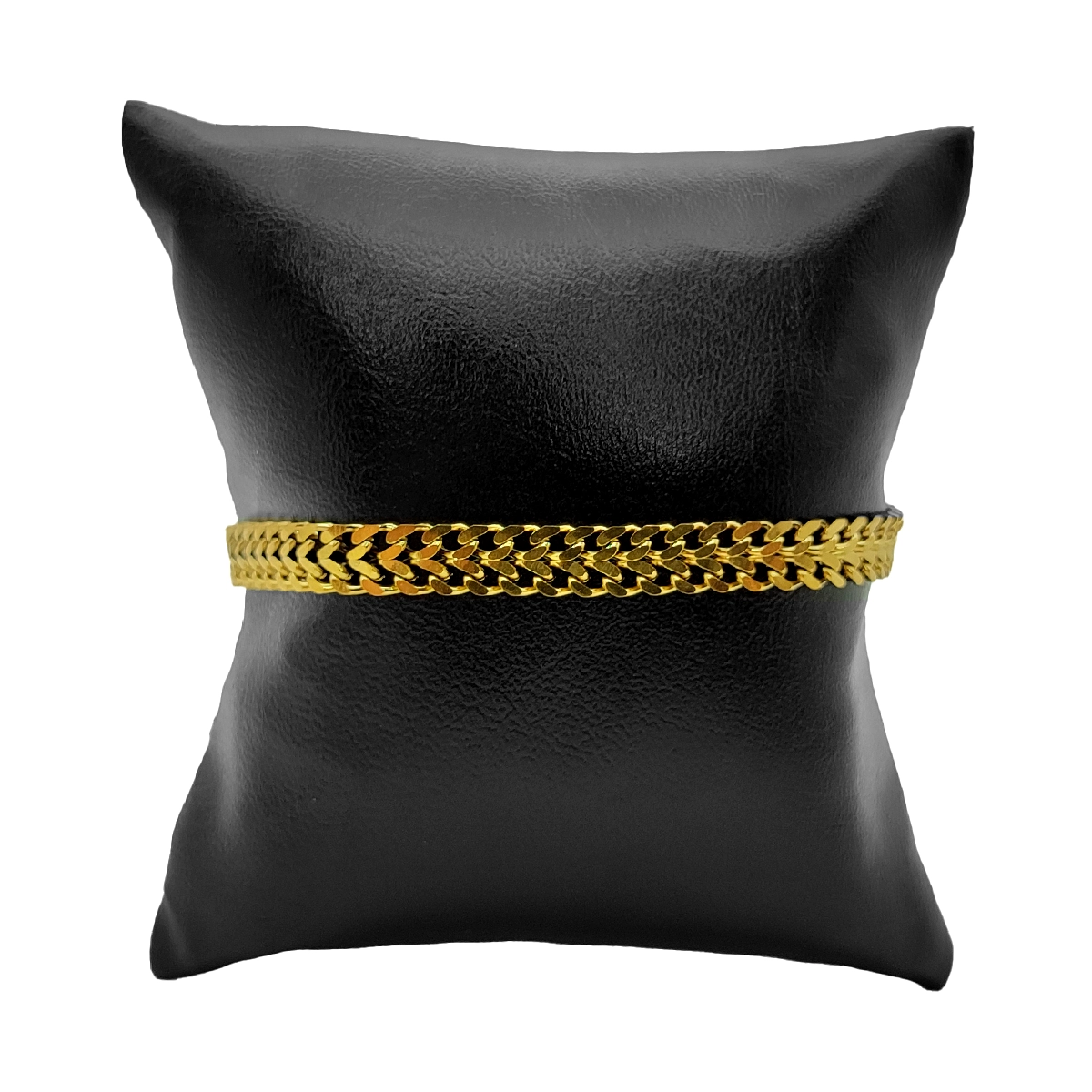 Pulsera Acero Dorado Esclava Doble Fila Unida Cubana