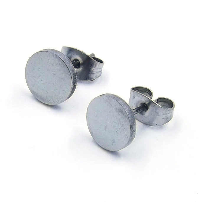 Aretes tipo Broquel Acero Plateado Circulo Liso