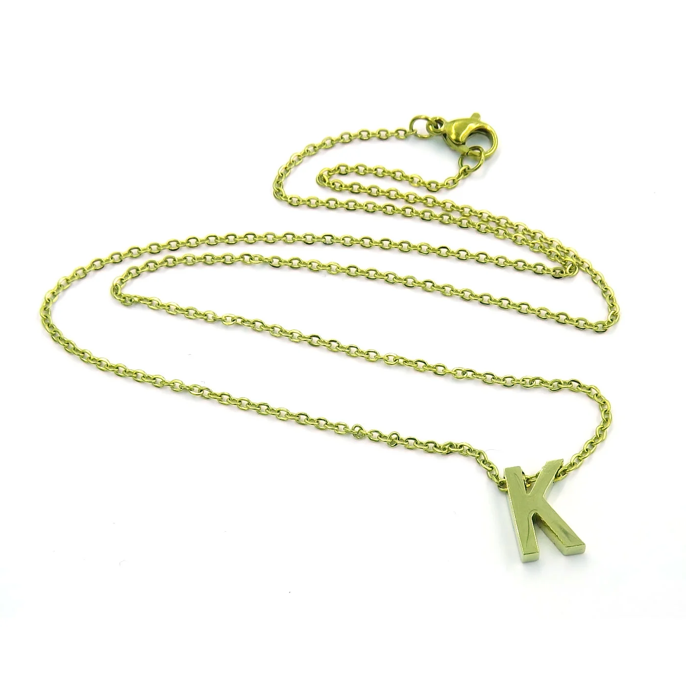 Collar Acero Inoxidable Dorado Letra K Pequeña Nice