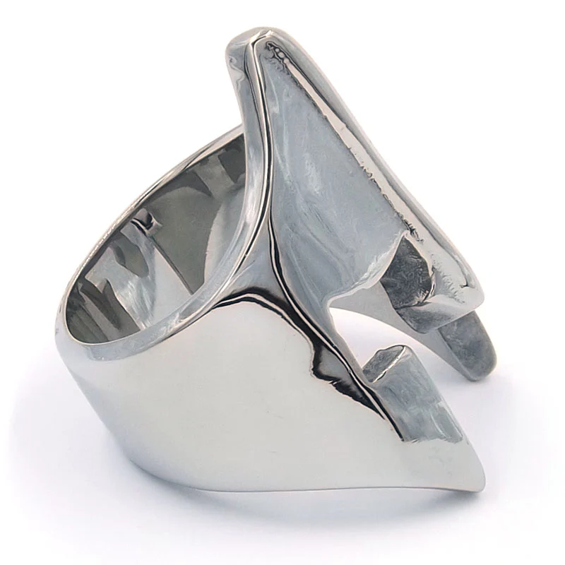 Anillo de Acero Plateado Casco de Gladiador Espartano