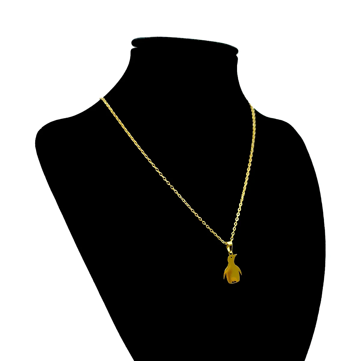 Set Joyeria Acero Inox Dorado Pingüino Ave Animal