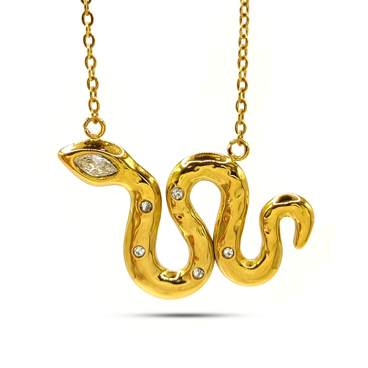 Collar Acero Dorado Serpiente Vibora Cristal Marquesa