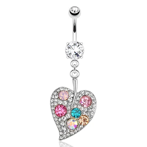 Piercing de Acero para Ombligo Hoja Bling