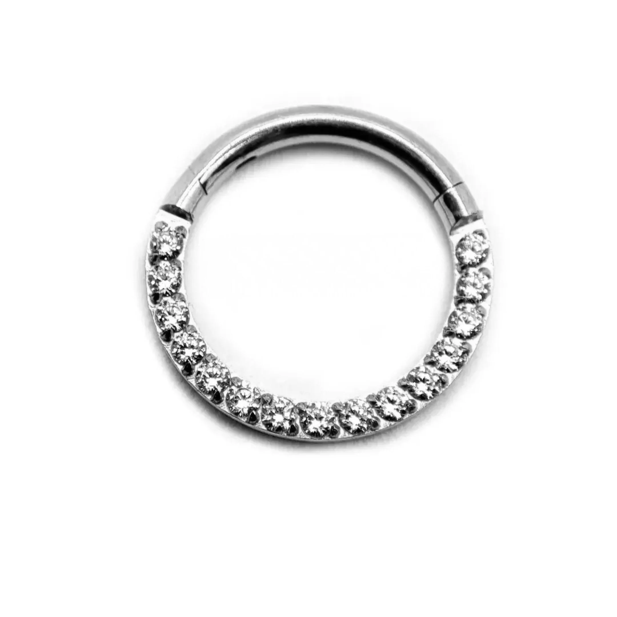 Piercing de Oreja Acero Argolla Aro Zirconia Clicker Liso
