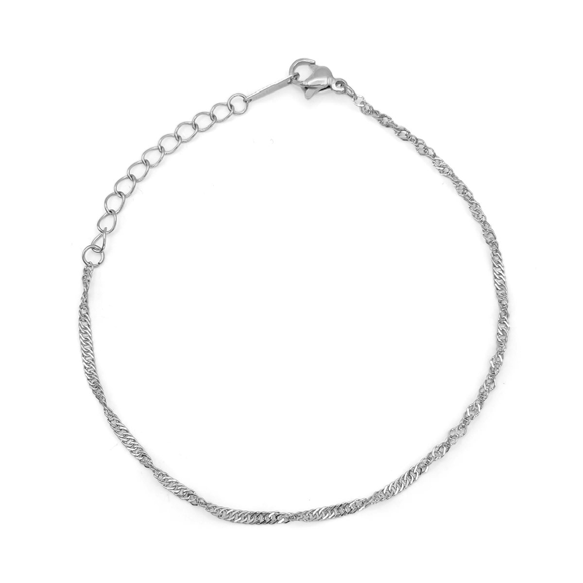 Pulsera Acero Inox Delgada Sencilla Tipo Twist 2 mm