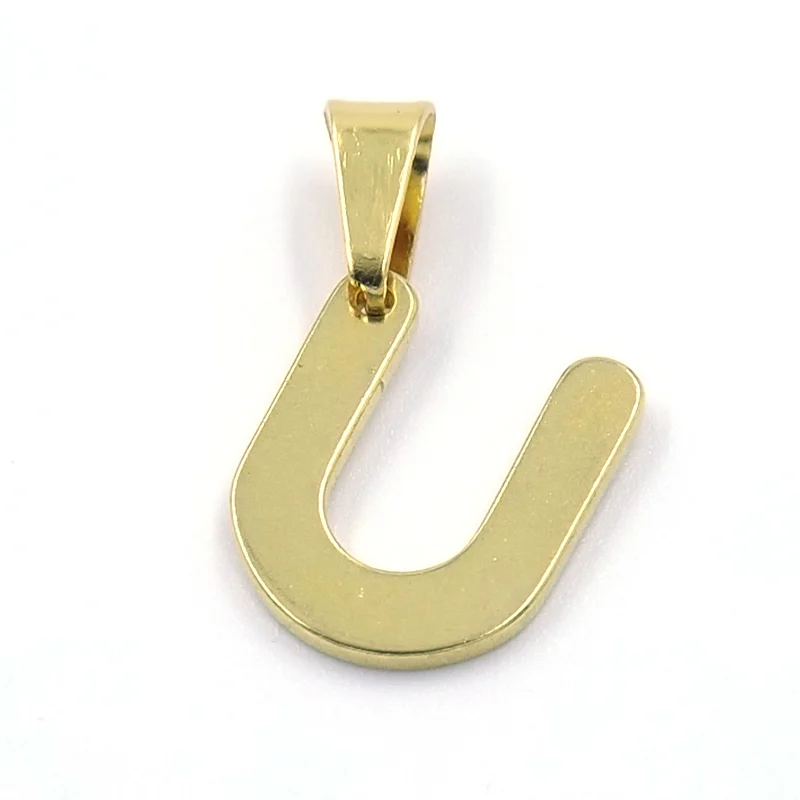 Dije de Acero Dorado Letra U Pequeña Alfabeto