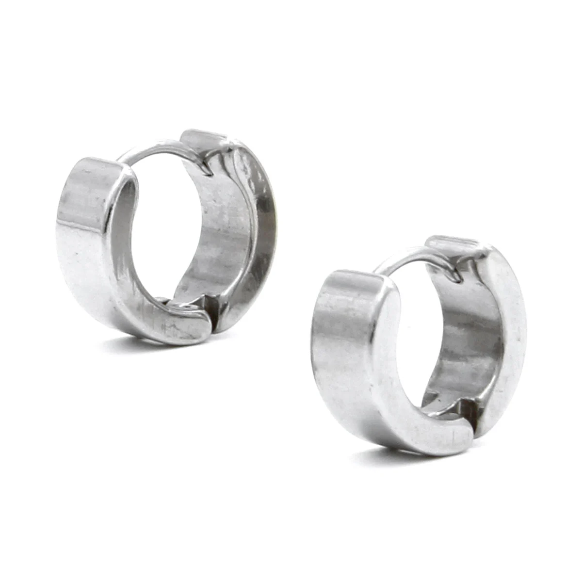 Aretes Tipo Huggies Acero Plateado Arracadas Anchas Lisas