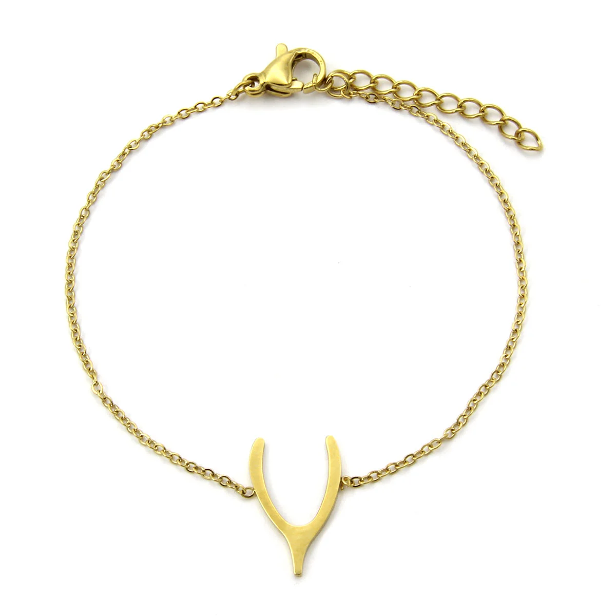 Pulsera Acero Dorado Huesito Buena Suerte Fortuna Deseo