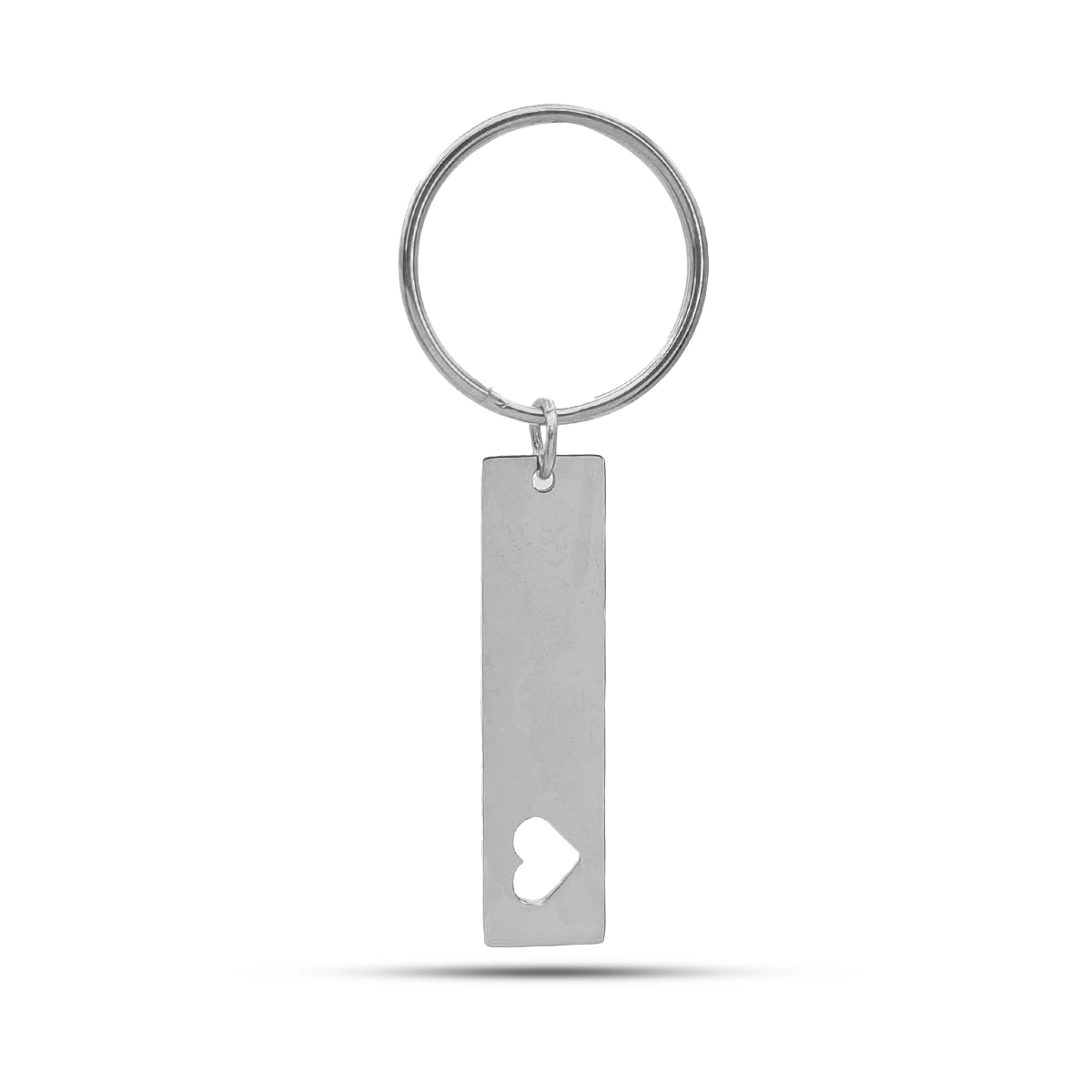 Llavero Acero Sencillo Placa Rectangular Ventana Corazón