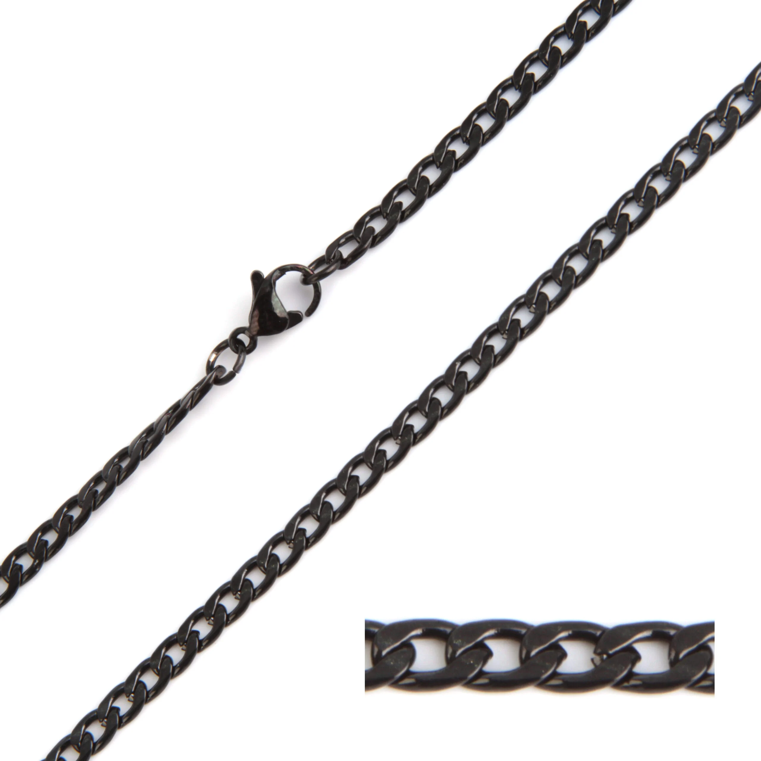Cadena Acero Inoxidable Negro Barbada 4mm x 60cm