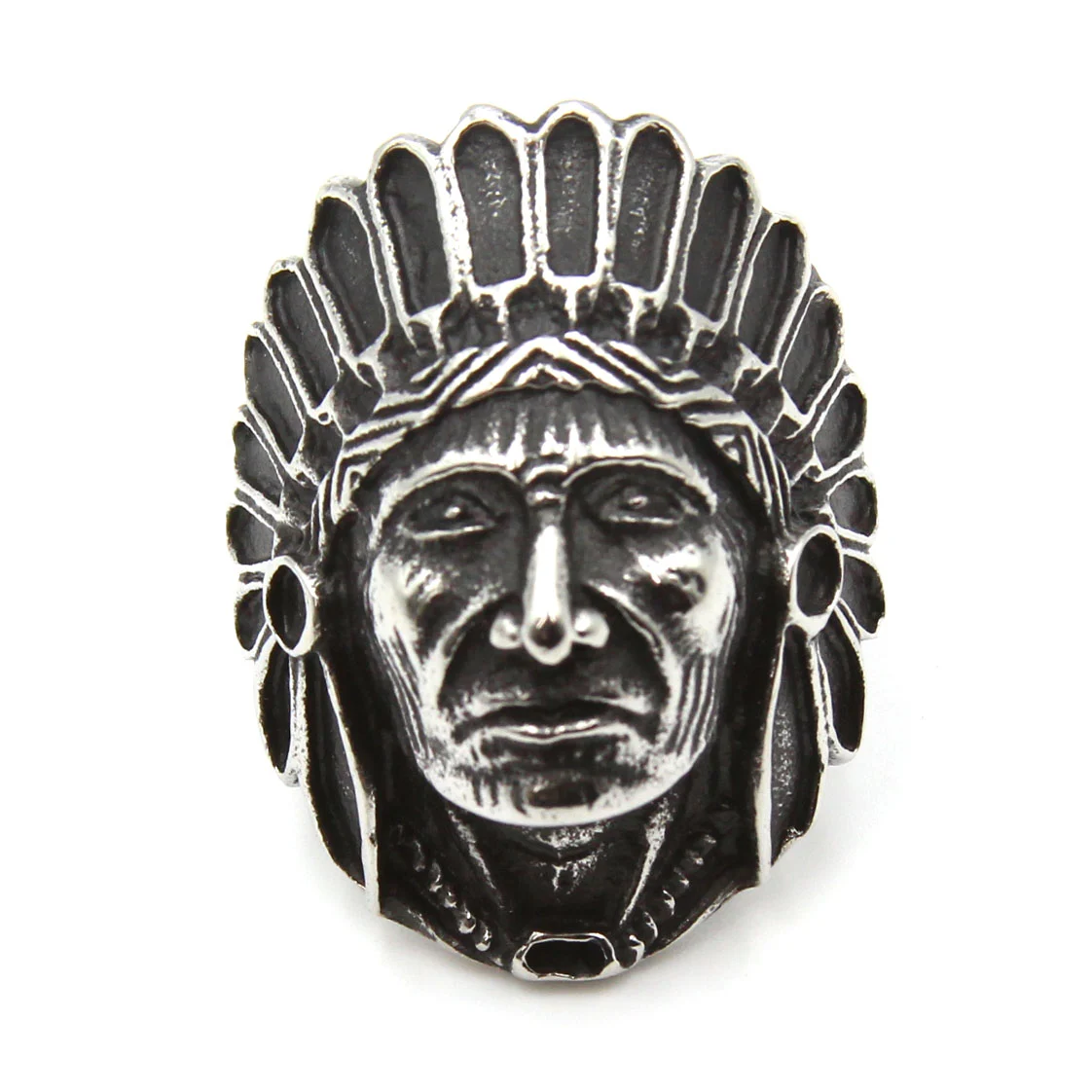 Anillo Acero Inoxidable Plateado Jefe Apache Chico
