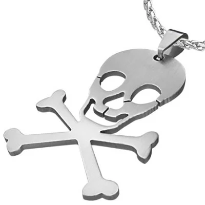 Dije Plateado Diseño Calavera Pirata