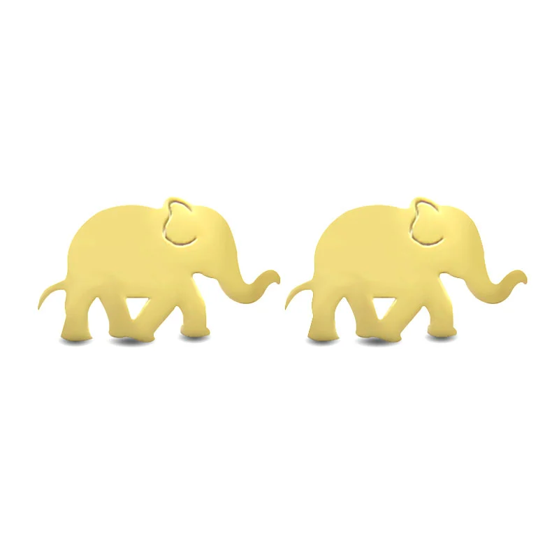 Aretes Tipo Broquel Acero Inoxidable Dorado Elefante