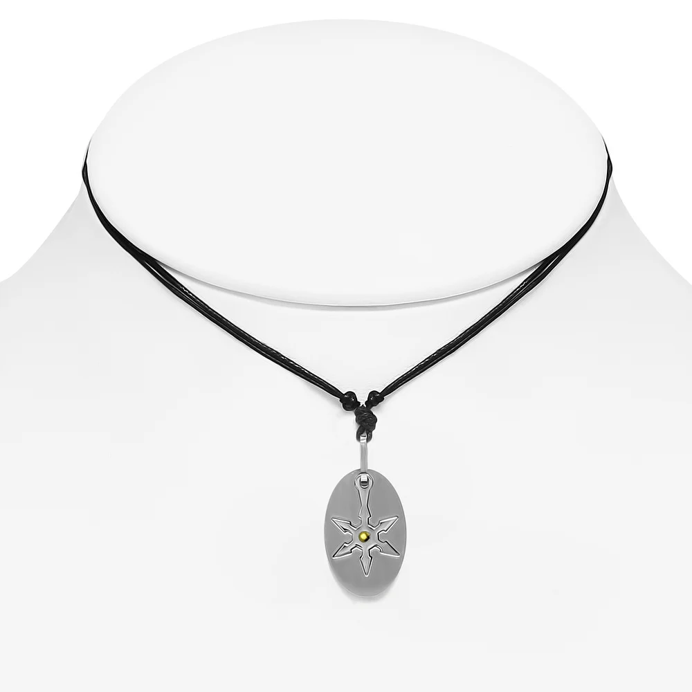 Collar Acero y Oro 18k Shuriken Arma Japonesa Medieval
