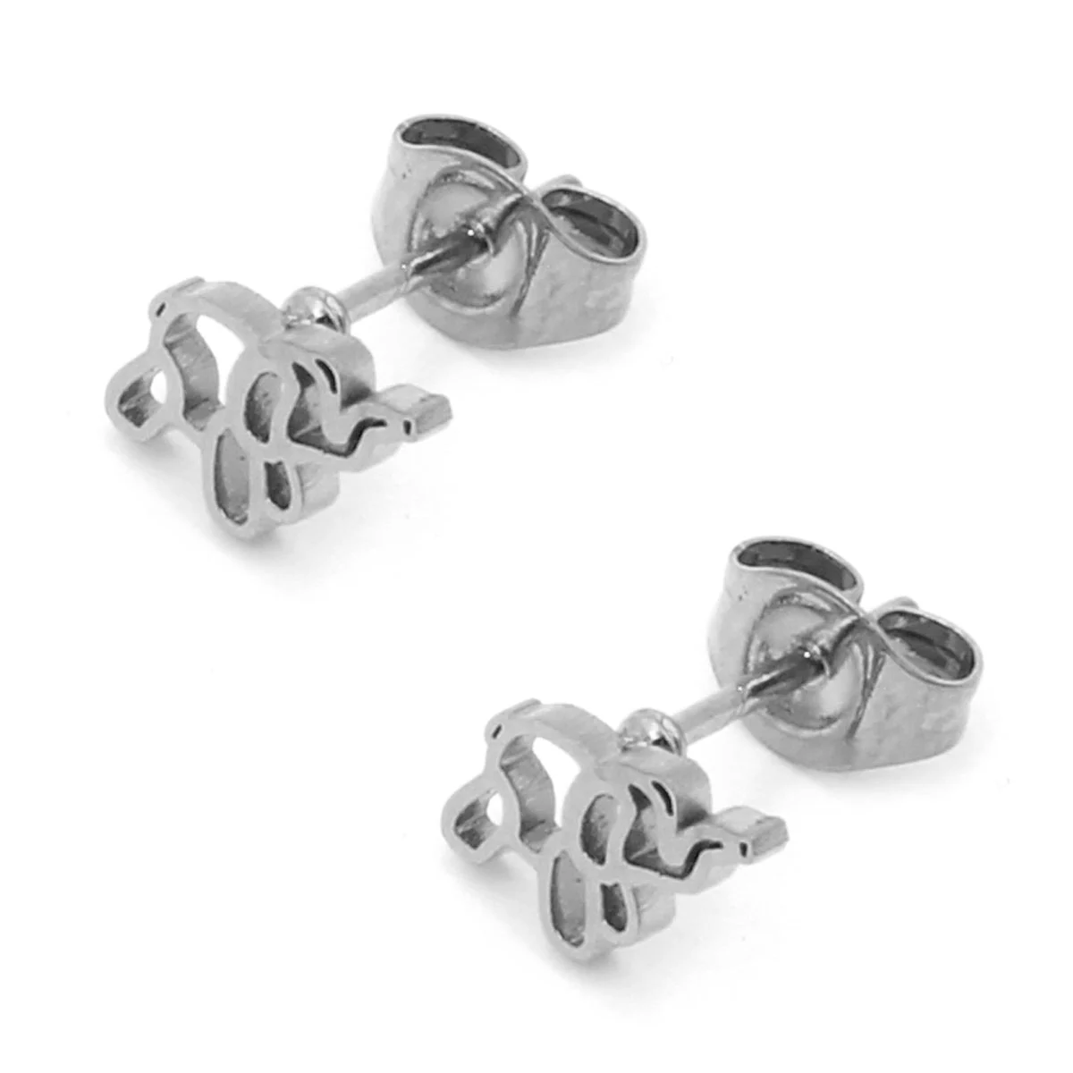 Aretes Acero Inox Plateado Tipo Broquel Elefante Globo