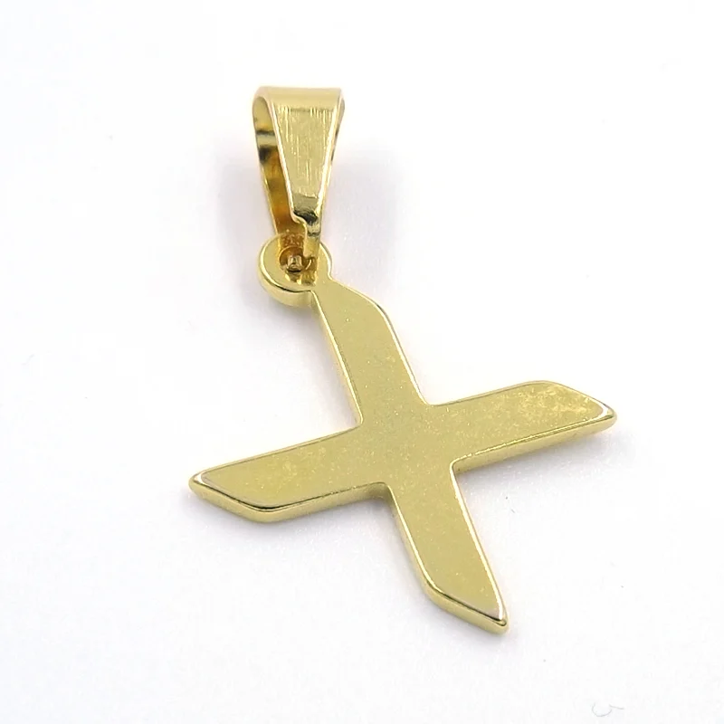 Dije de Acero Dorado Letra X Pequeña Alfabeto