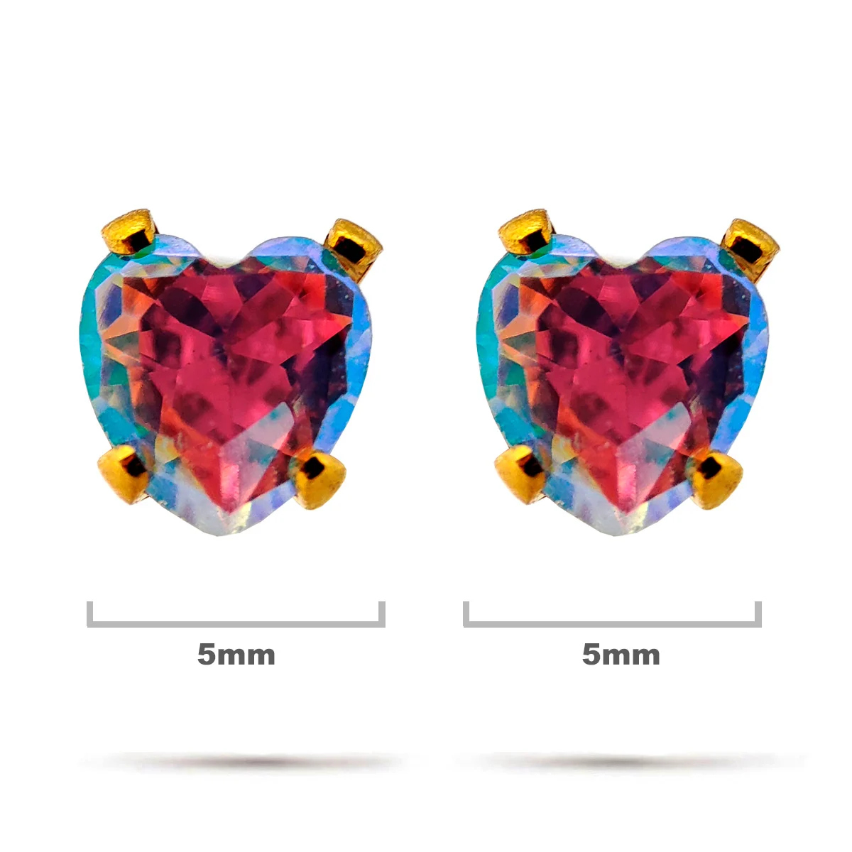 Aretes Acero Inox Dorado Tipo Broquel Corazon Tornasol