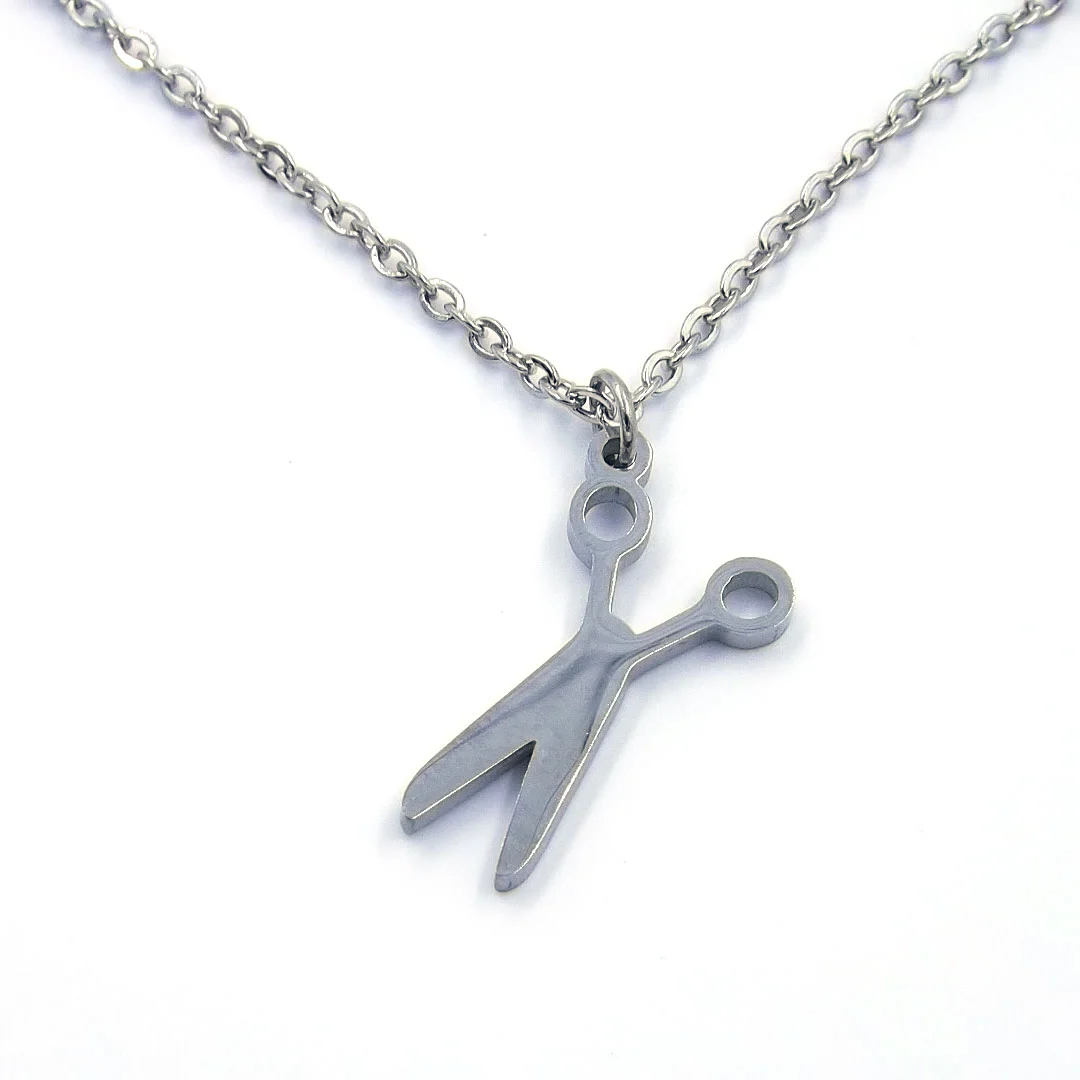 Collar Acero Plateado Tijeras Corte Estética