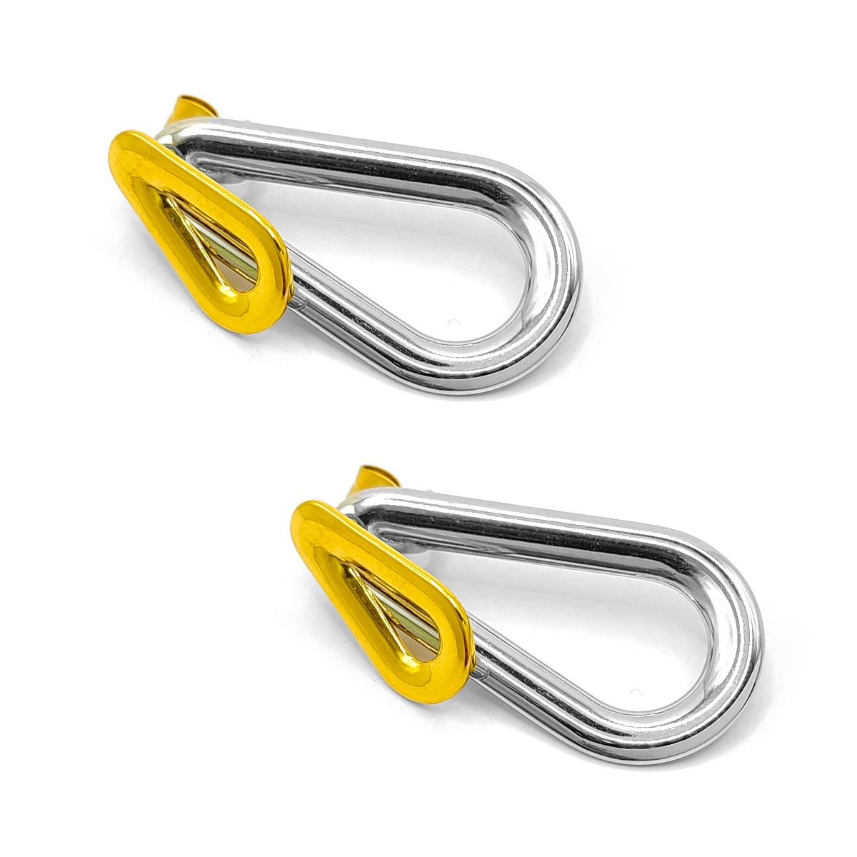 Aretes Acero Bicolor Forma Lagrima Gotas Huecas Pulido