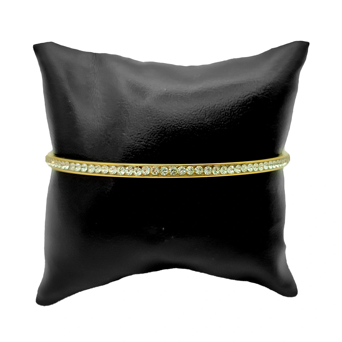 Pulsera Acero Dorado Brazalete Delgado Fila Cristales