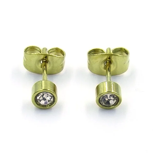 Aretes tipo Broquel Acero Dorado Royal Claro