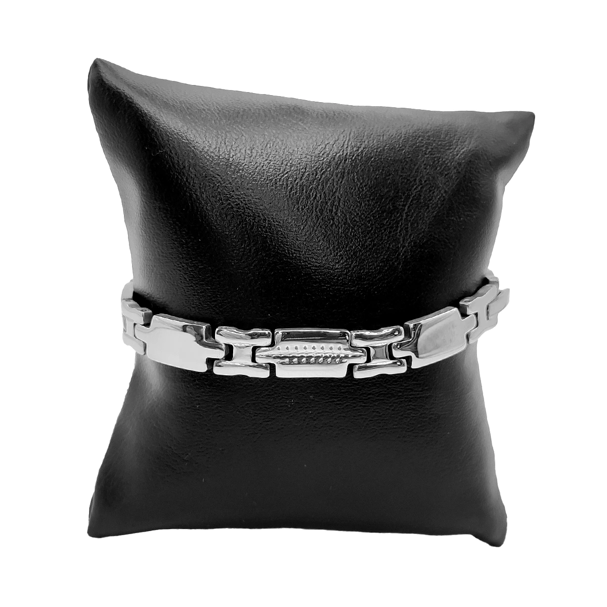 Pulsera Acero Plateado Esclava Barrita Grabada Relieve