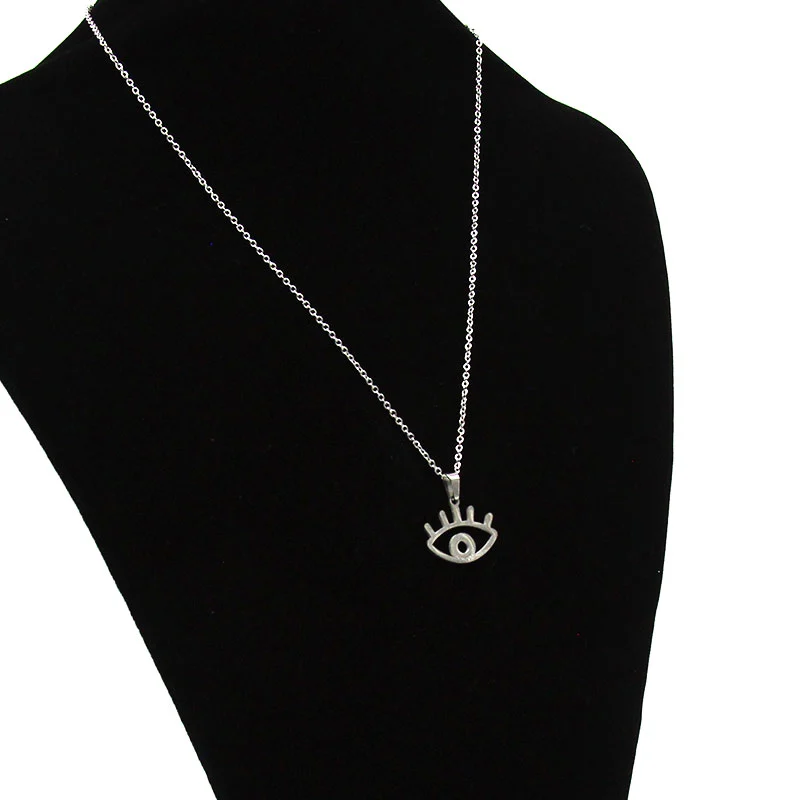 Set de Joyeria Acero Inox Plateado Contorno Ojos Pestañas