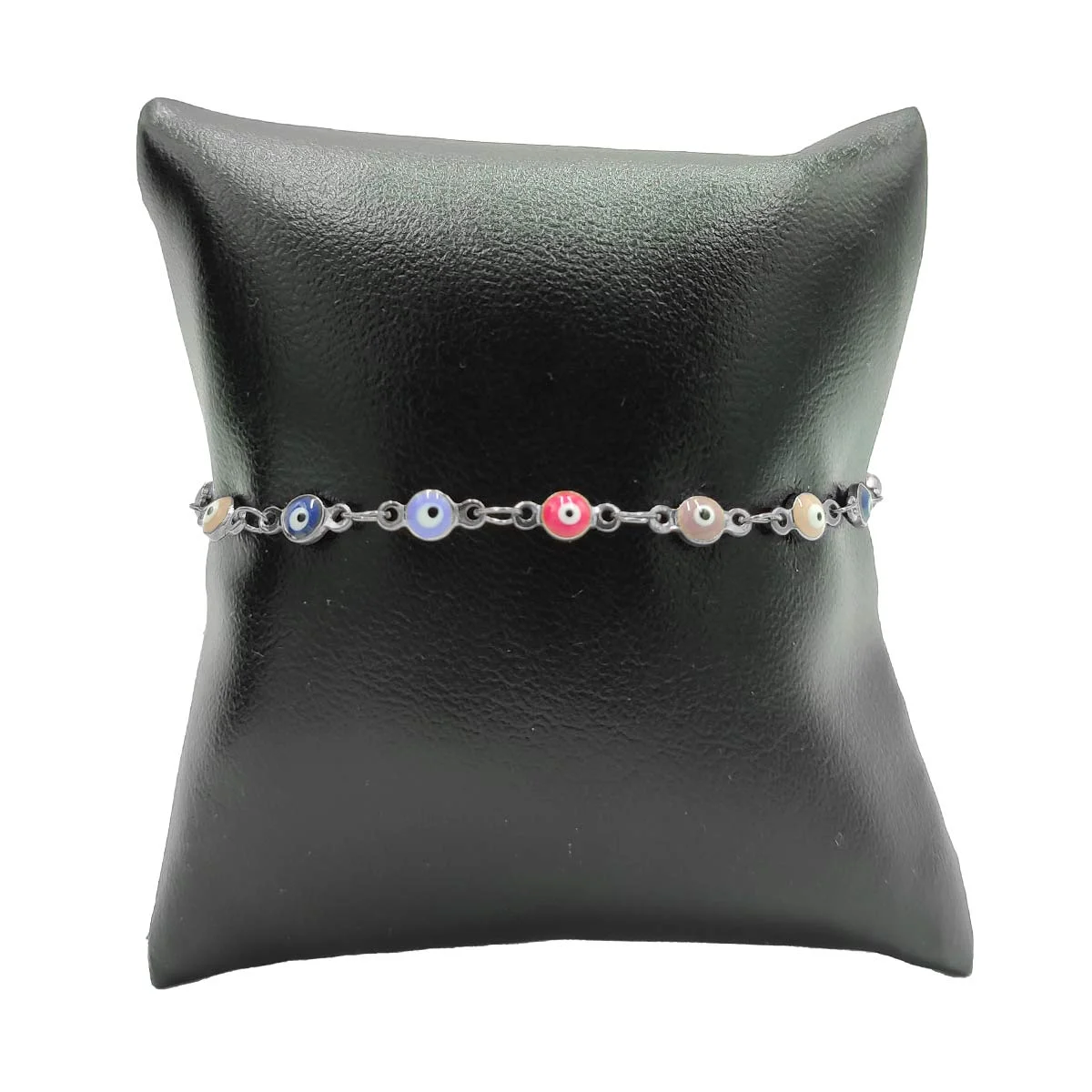Pulsera Acero Inox Plateado Ojo Turco Multicolores 4 Mm