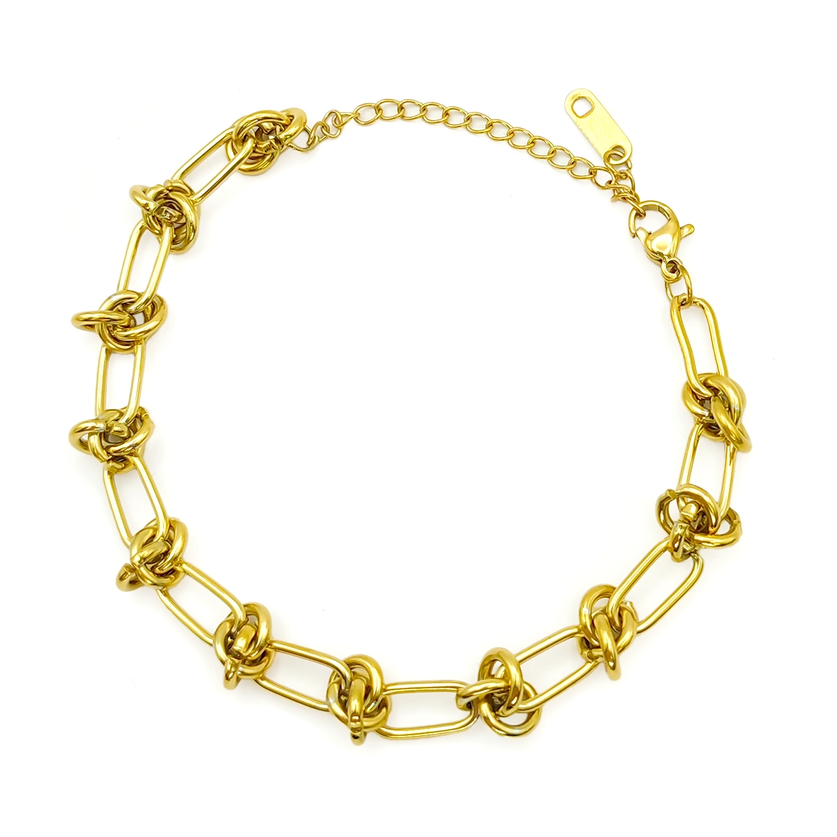Pulsera Acero Inox Esclava Eslabon Oval con Nudos