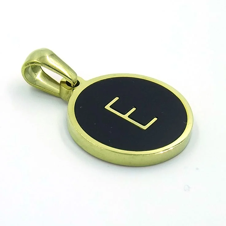 Dije Acero Dorado Botón Maquina Escribir Letra E