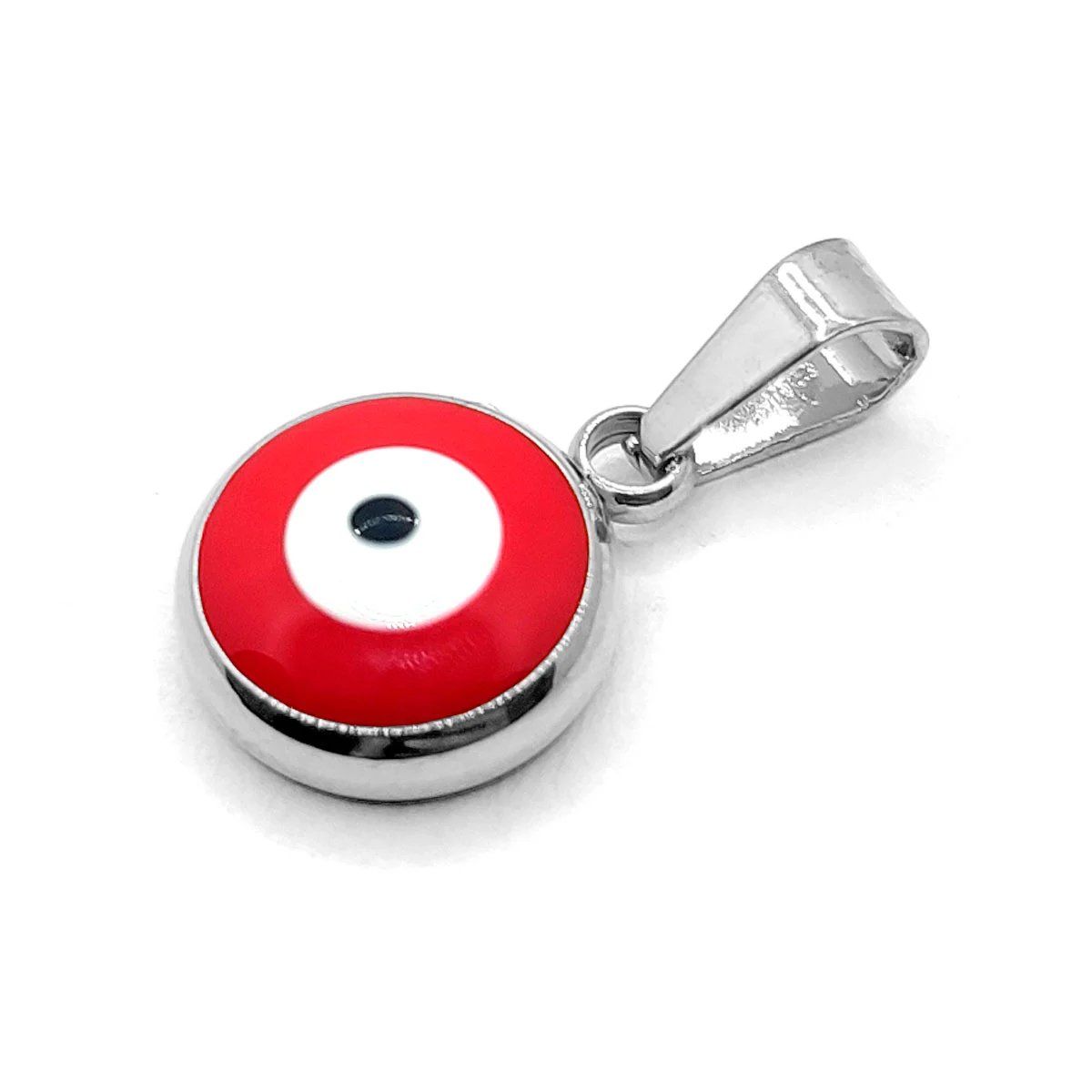Dije Acero Inox Plateado Ojo Turco Nazar Rojo Protección