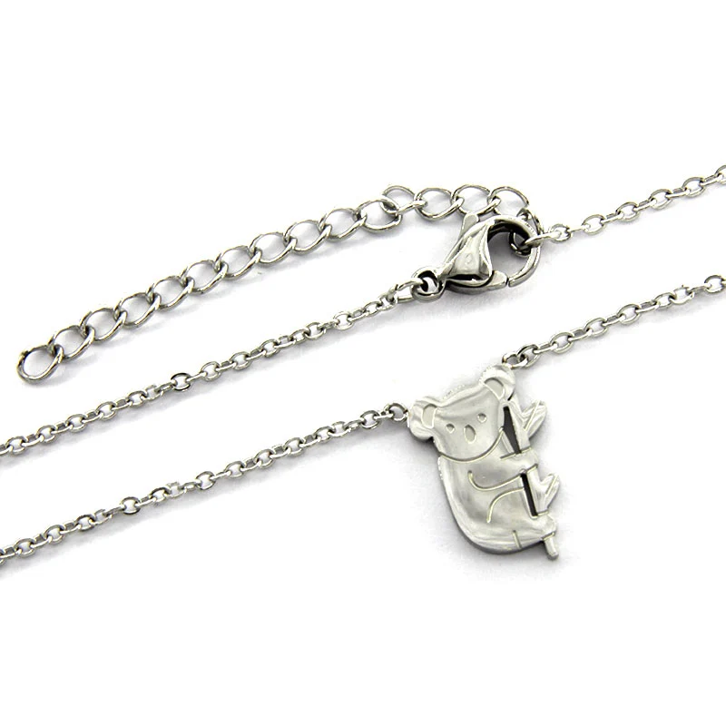 Collar Acero Inox Plateado Koala Animales Naturaleza