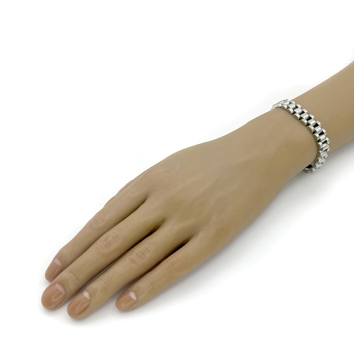 Pulsera Acero Plateado Extensible Reloj Elegante Pulida