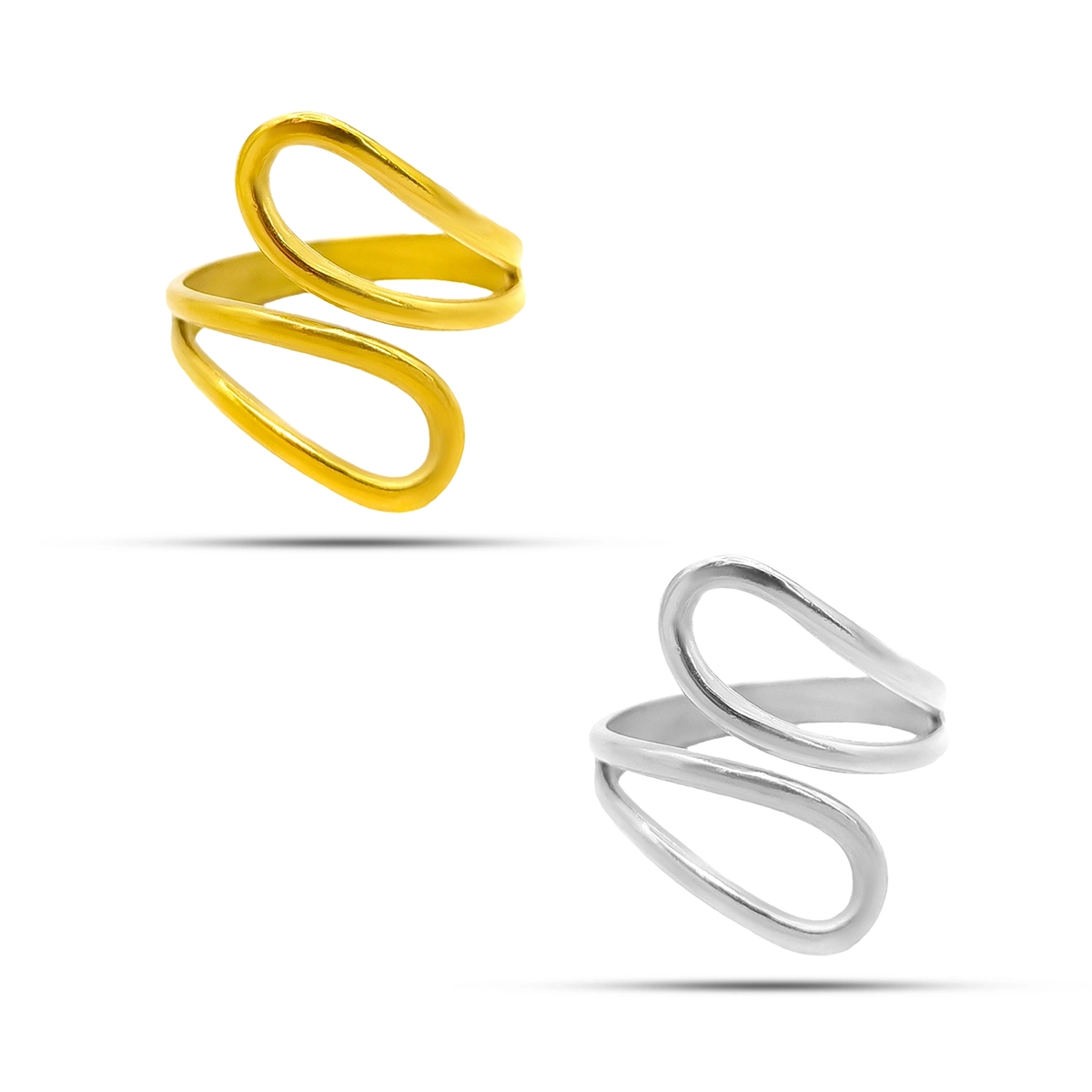 Anillo Acero Inox Gotas Huecas Delgadas Moda Ajustable