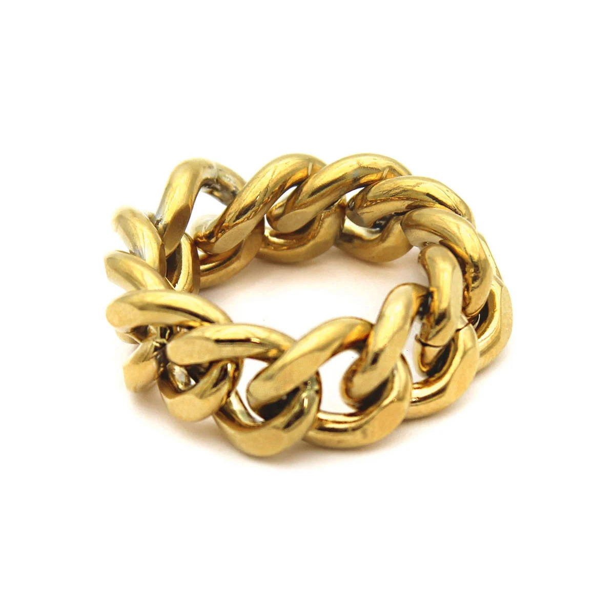 Anillo Acero Inoxidable Dorado Tipo Barbada 9mm