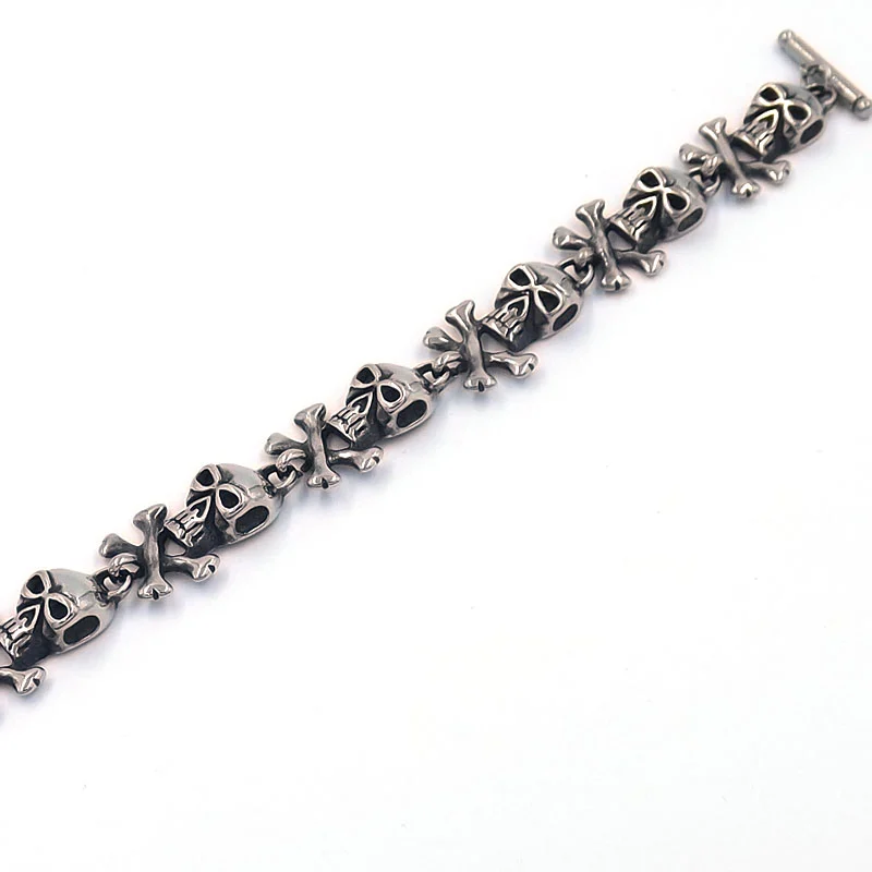 Pulsera de Acero Tipo Esclava Calaveras Piratas