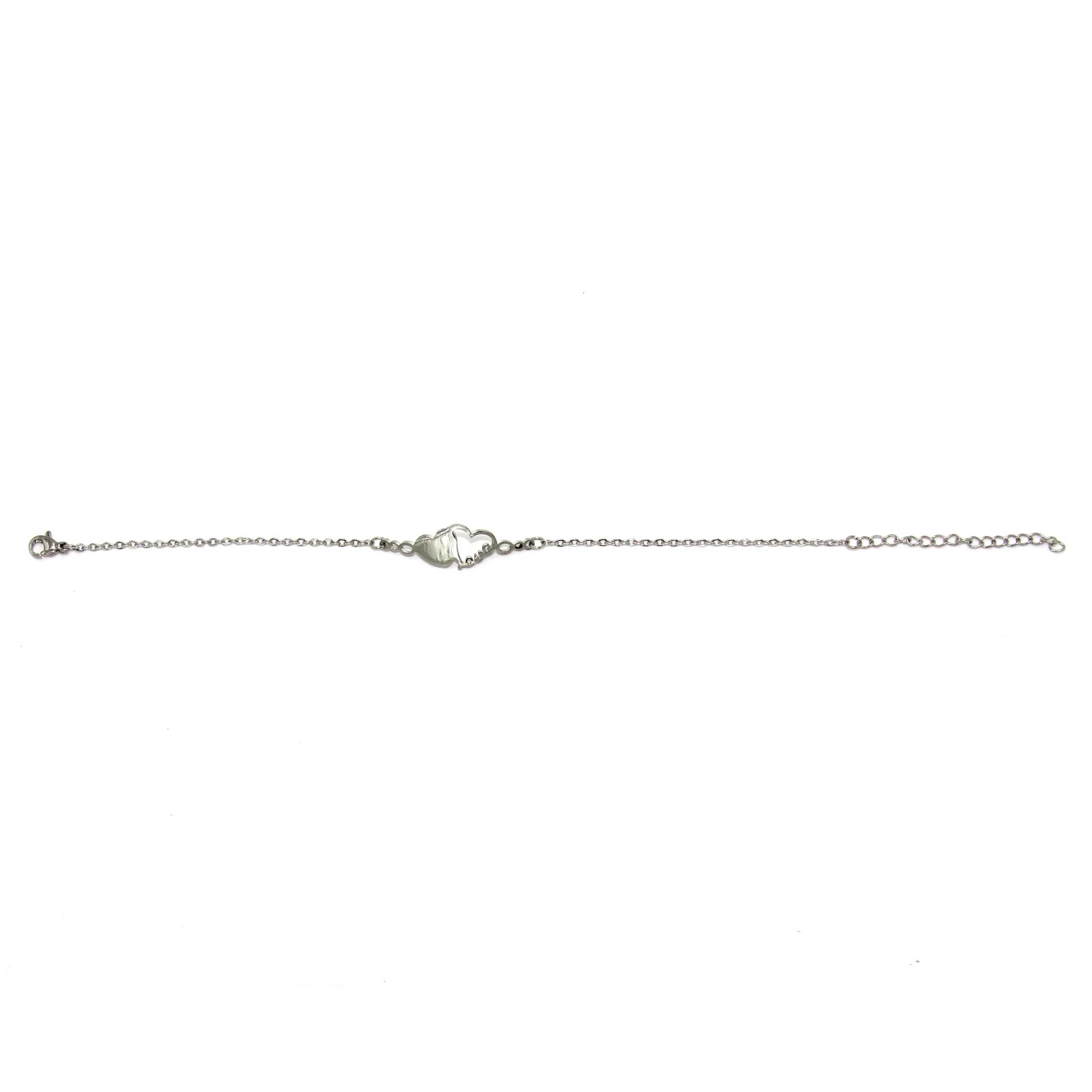 Pulsera Acero Plateado Corazones Unidos Lazo Love Pareja