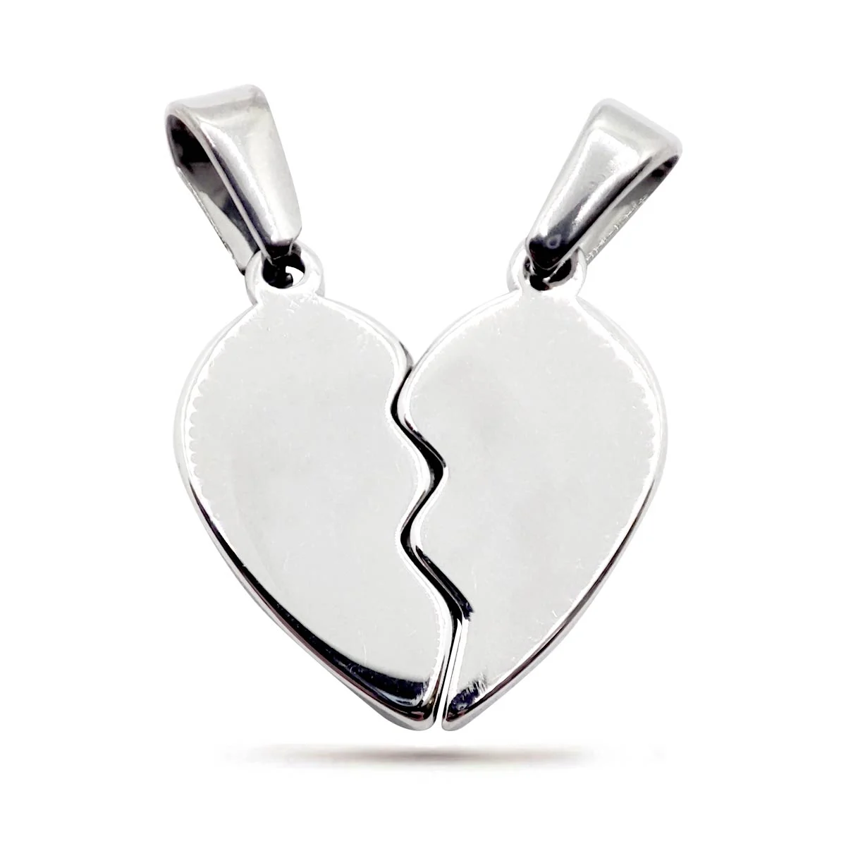 Dijes Acero Plateado Corazón Dividido Amigos Pareja 16 mm
