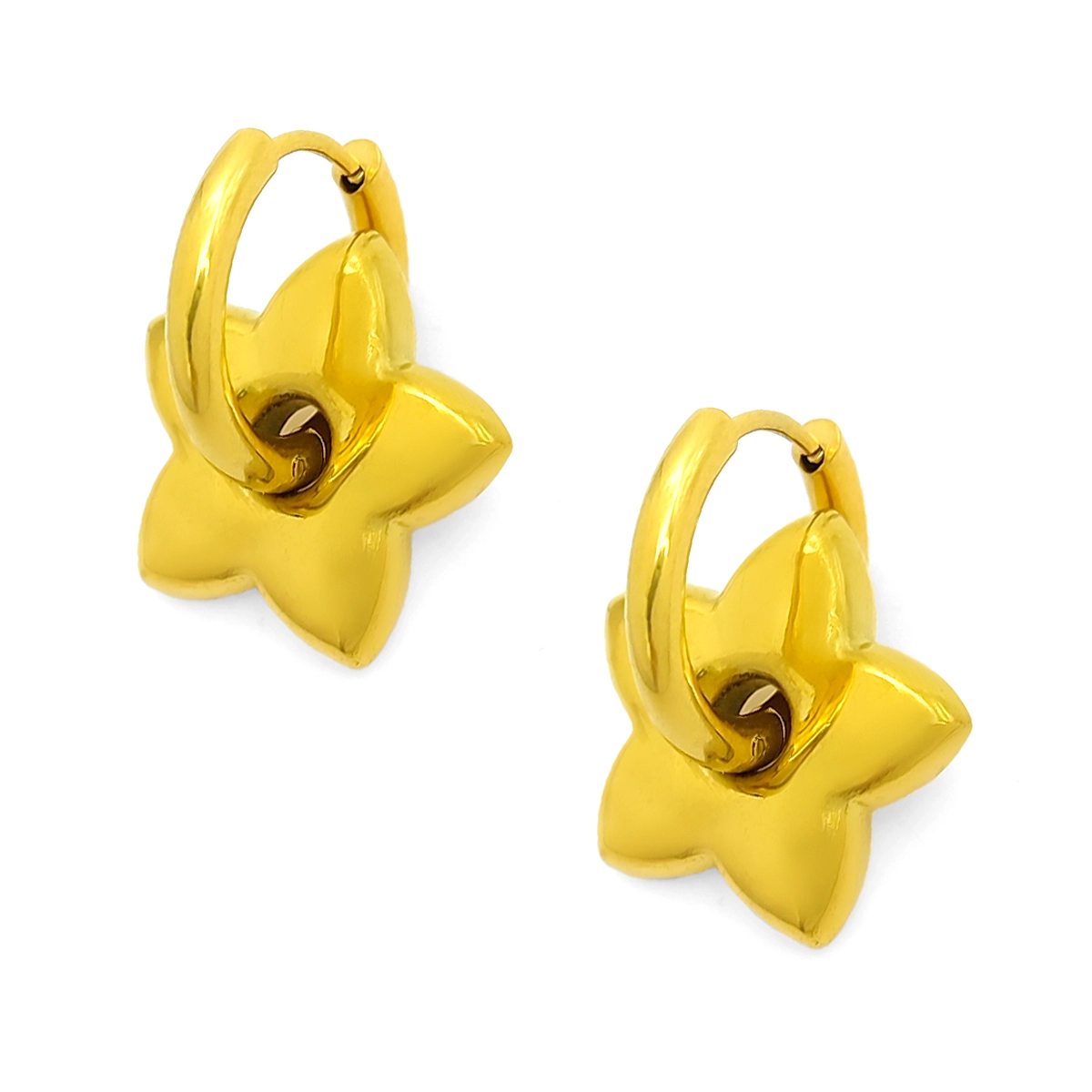Aretes Acero Dorado Arracada Colgante Estrella Chunky