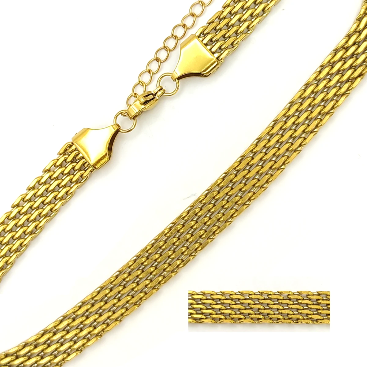 Cadena Acero Dorado Multicadena Tipo Red Elegante