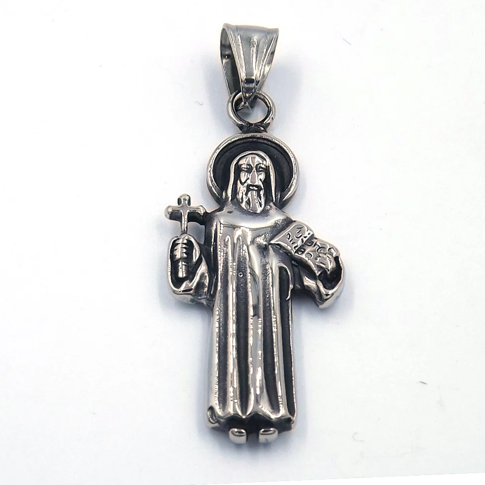 Dije de Acero Inoxidable Estatua San Benito