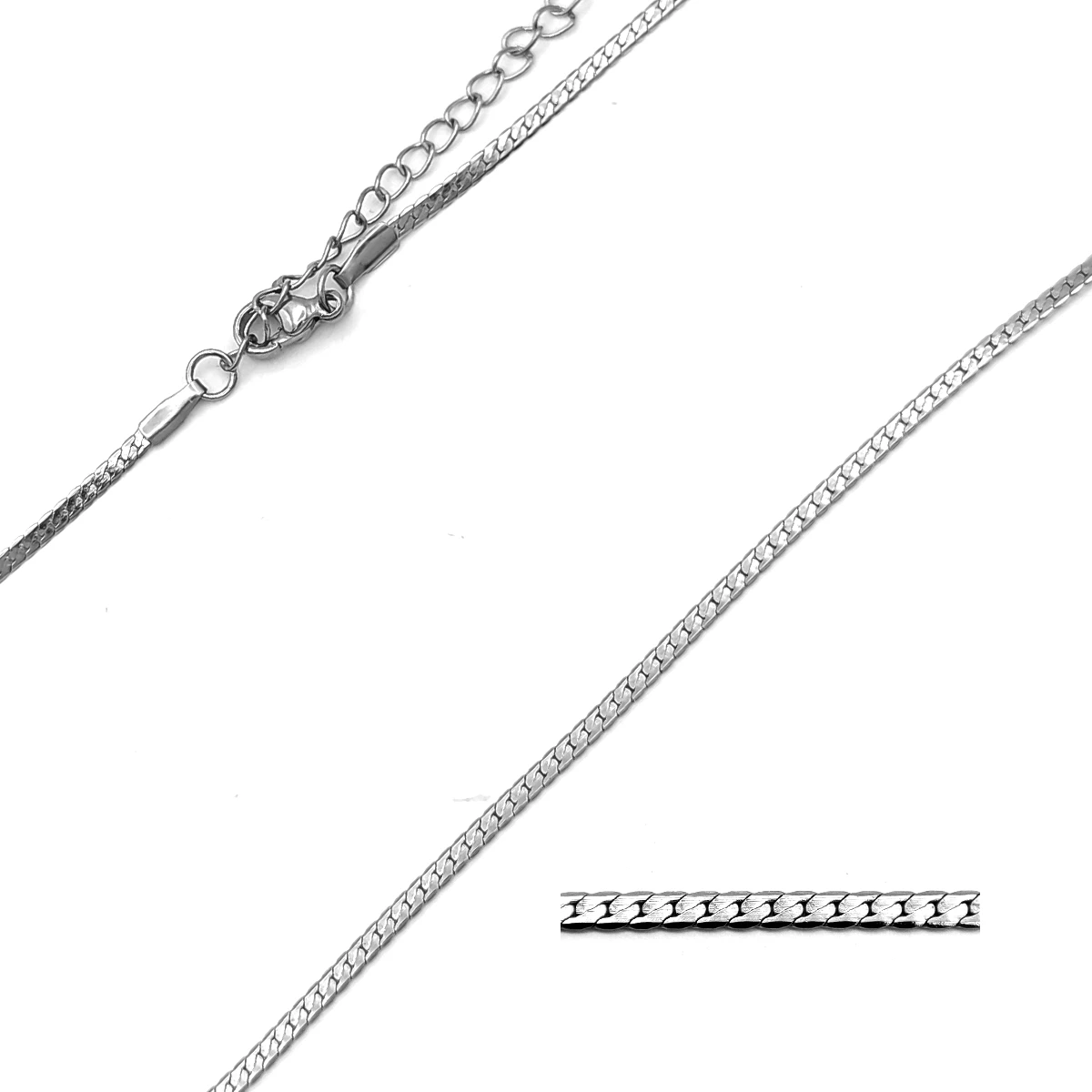 Cadena Acero Inox Delgada Cubana Planchada 2 mm