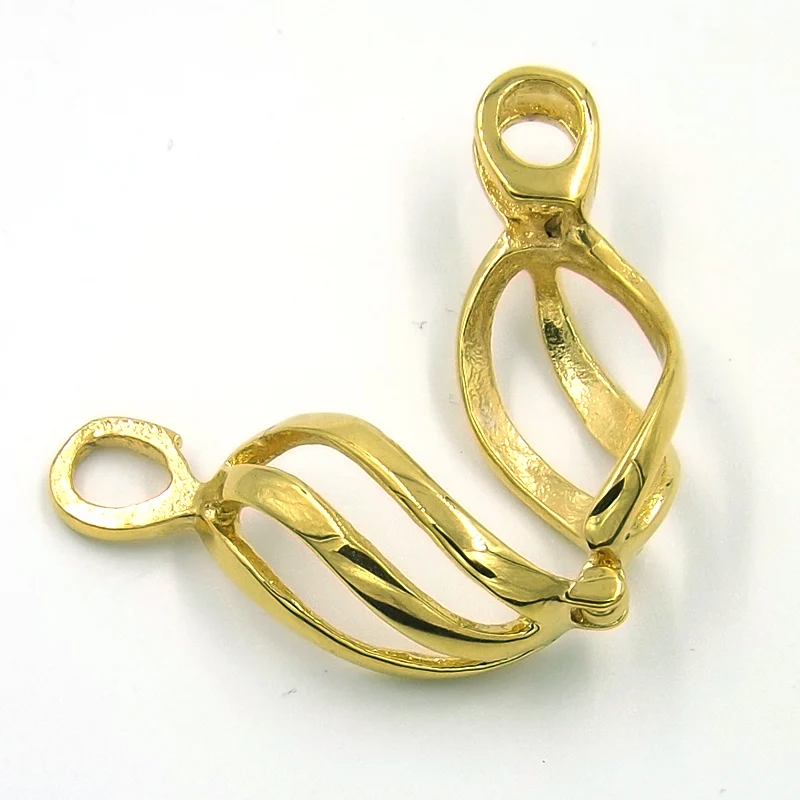 Dije de Acero Dorado Jaula Charm Espiral