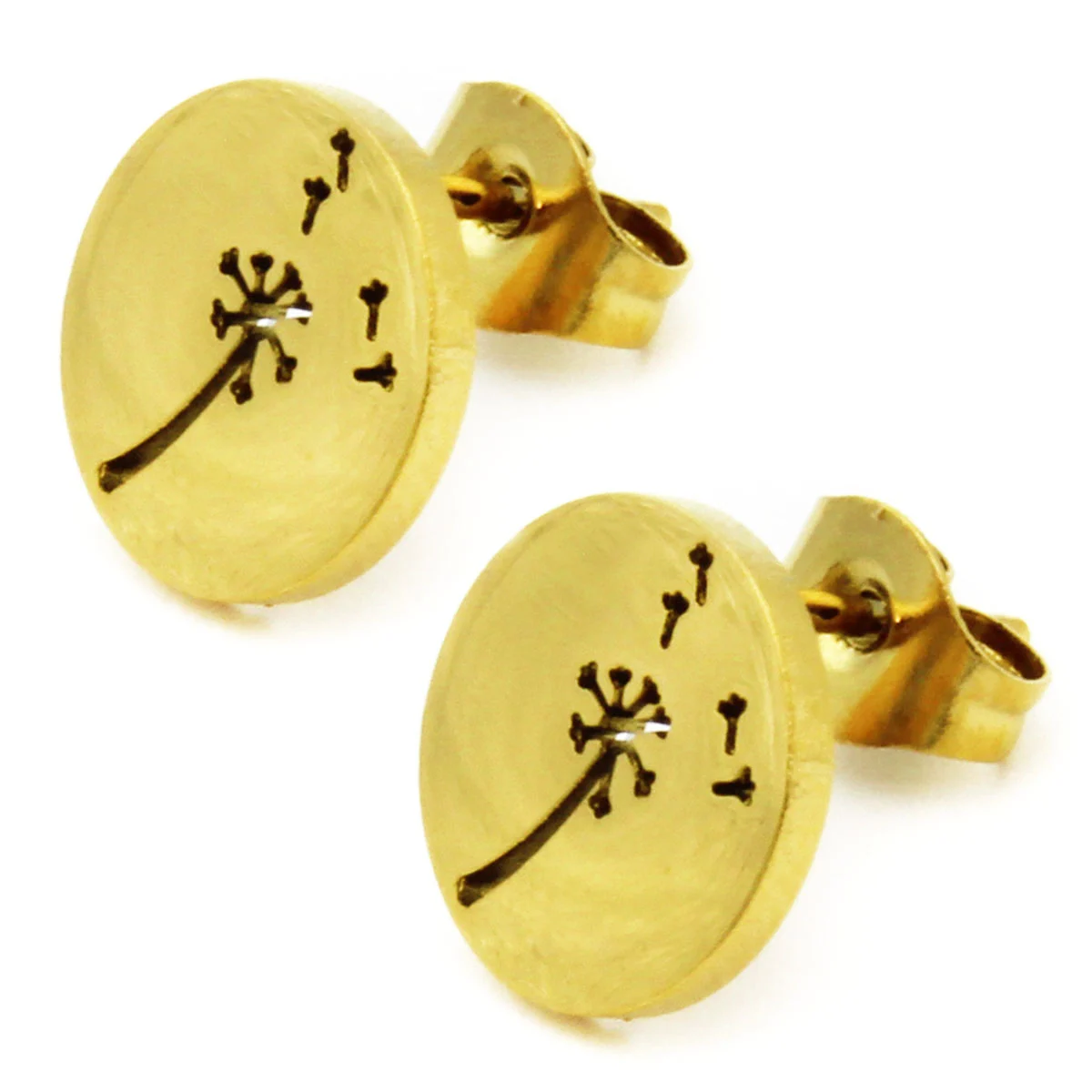 Set Joyeria Acero Dorado Diente Leon Deseo Felicidad
